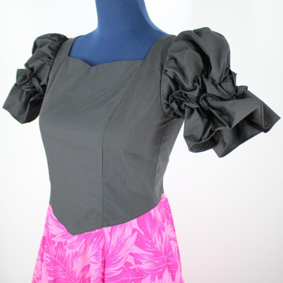 【美品 日本製 フラダンス衣装】ピンク MermaidLine ワンピース 黒