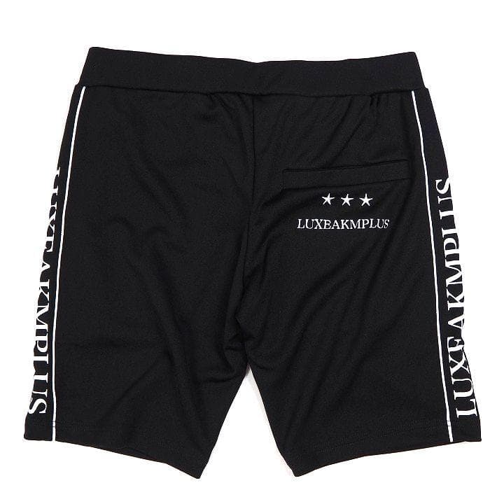 新品 リュクスエイケイエムプラス サイドロゴ ストレッチ ハーフパンツ 黒 M