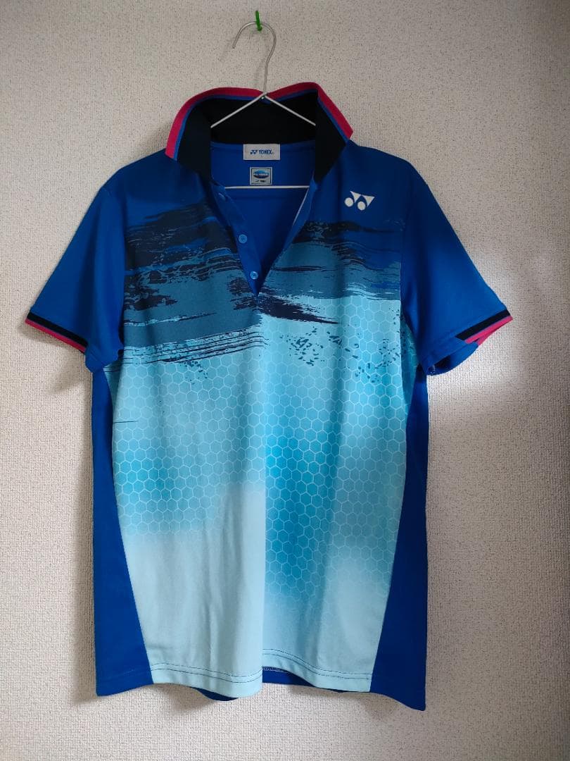 YONEXポロシャツ ブルー系グラデーション ハニカム柄 バドミントン テニス