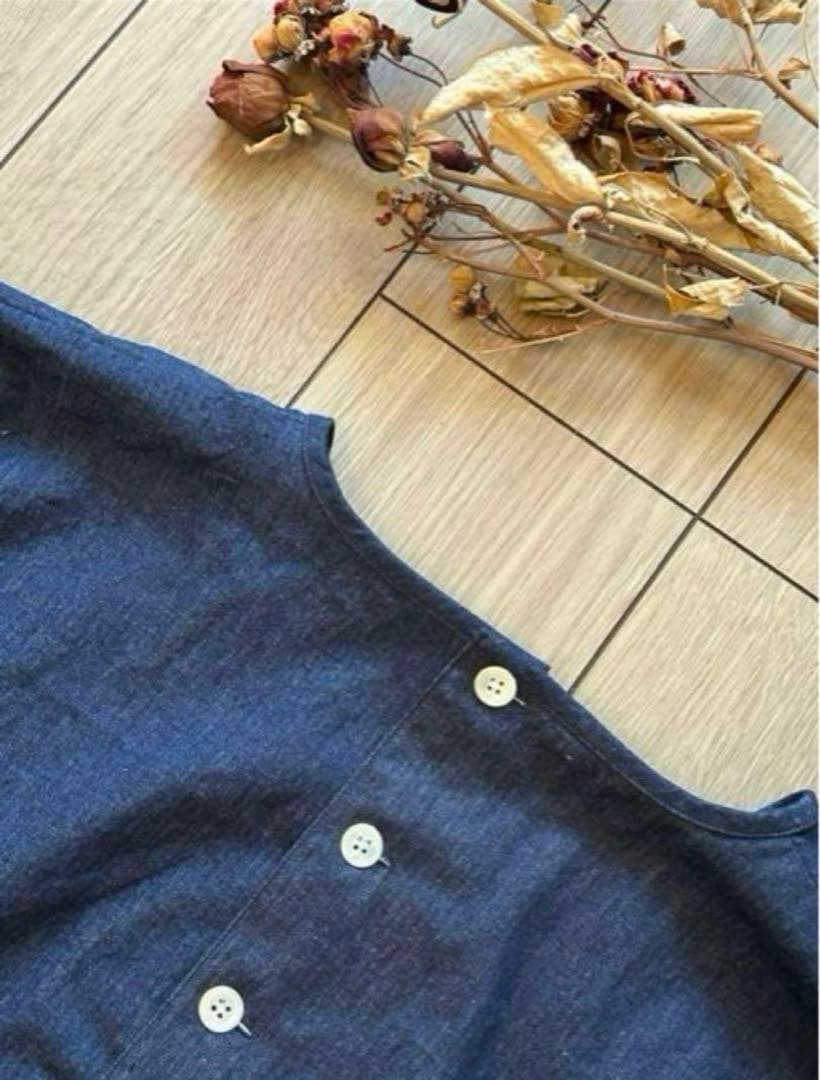 国産デニム生地　チュニック割烹着　服作り40年の田舎町仕立屋