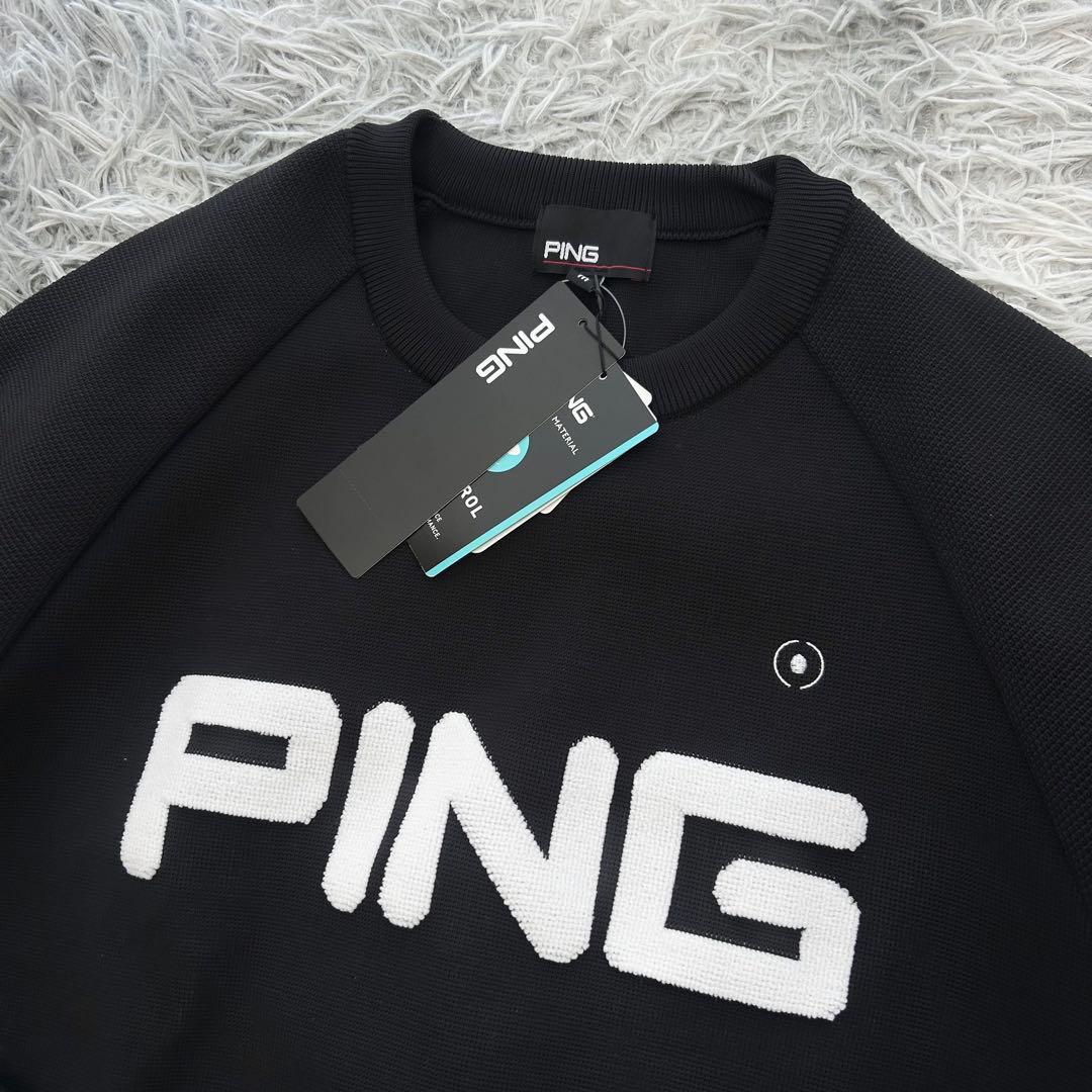 新品　PING ピン　ニット　セーター　クルーネック　ブラック　Mサイズ