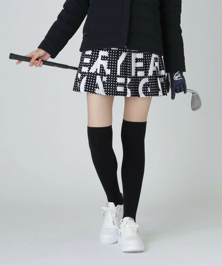 PEARLY GATESドットBIGロゴプリント ストレッチスカート