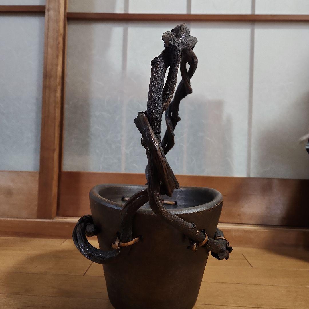 新品未使用　陶器花器 ダークブラウン