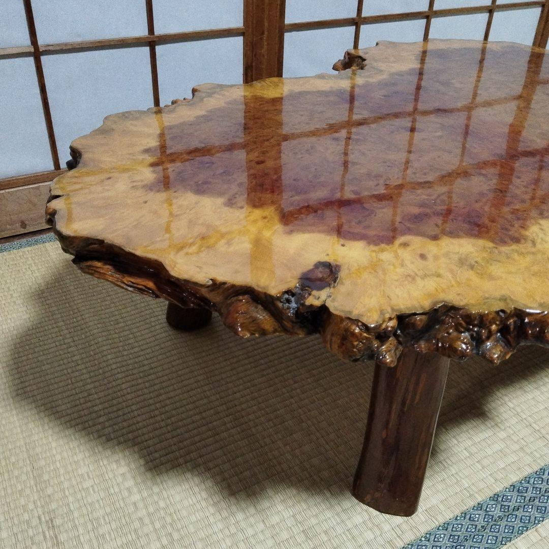 厚み4cm 花梨　瘤杢　座卓　一枚板　天然木　ローテーブル