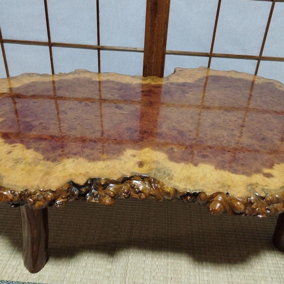 厚み4cm 花梨　瘤杢　座卓　一枚板　天然木　ローテーブル