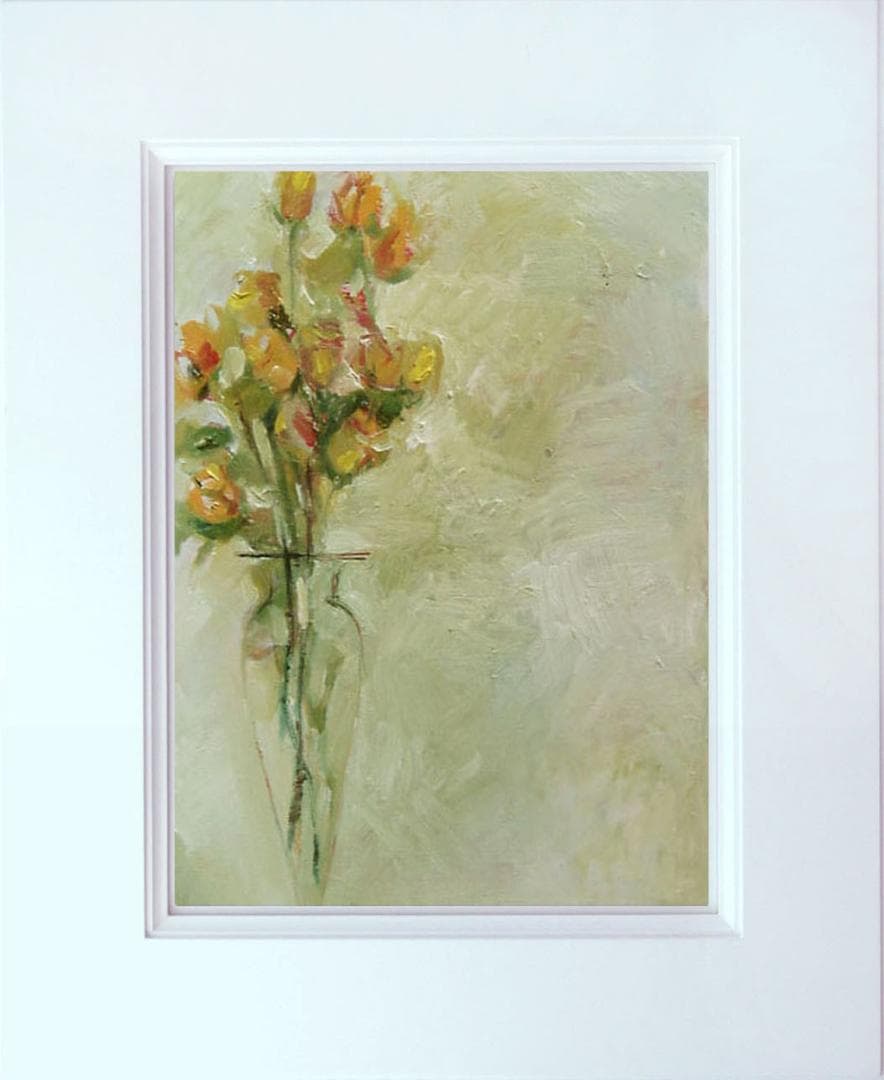 油絵 菅家令子 絵画インテリア 額付(青緑＋金色の枠) uF6-113402ばら