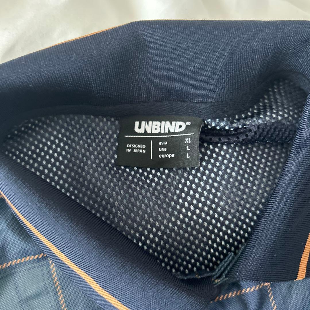 UNBIND ネイビー チェック柄 ポロシャツ XL