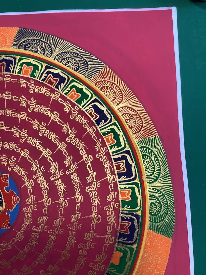 《 チベット密教　新品　1点物 》 手描き　タンカ　曼荼羅　マンダラ　梵字　52