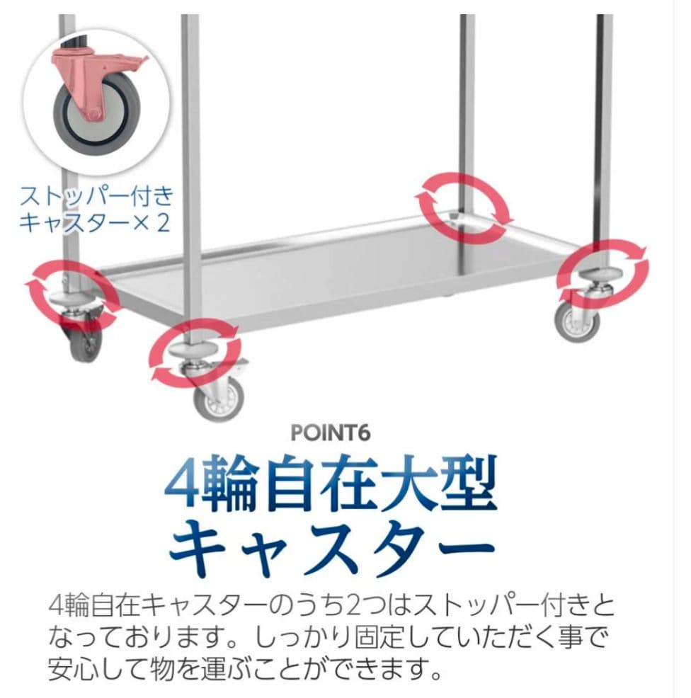 業務用 3段ステンレスワゴン キャスター付き キッチンワゴン 静音頑丈タイプ
