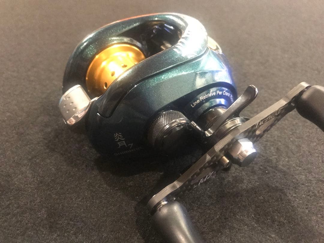 お買い得 09 炎月 mg7 シマノ リール 右巻き zpi ハンドル カスタム
