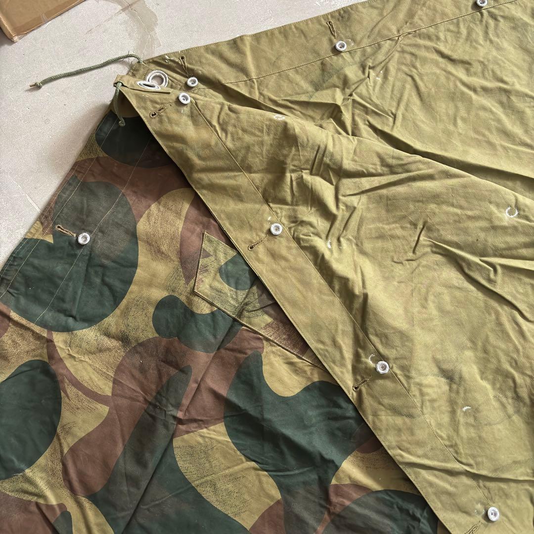 ③ベルギー軍実物 50s ブラッシュストロークカモ テント 軍幕 パップテント