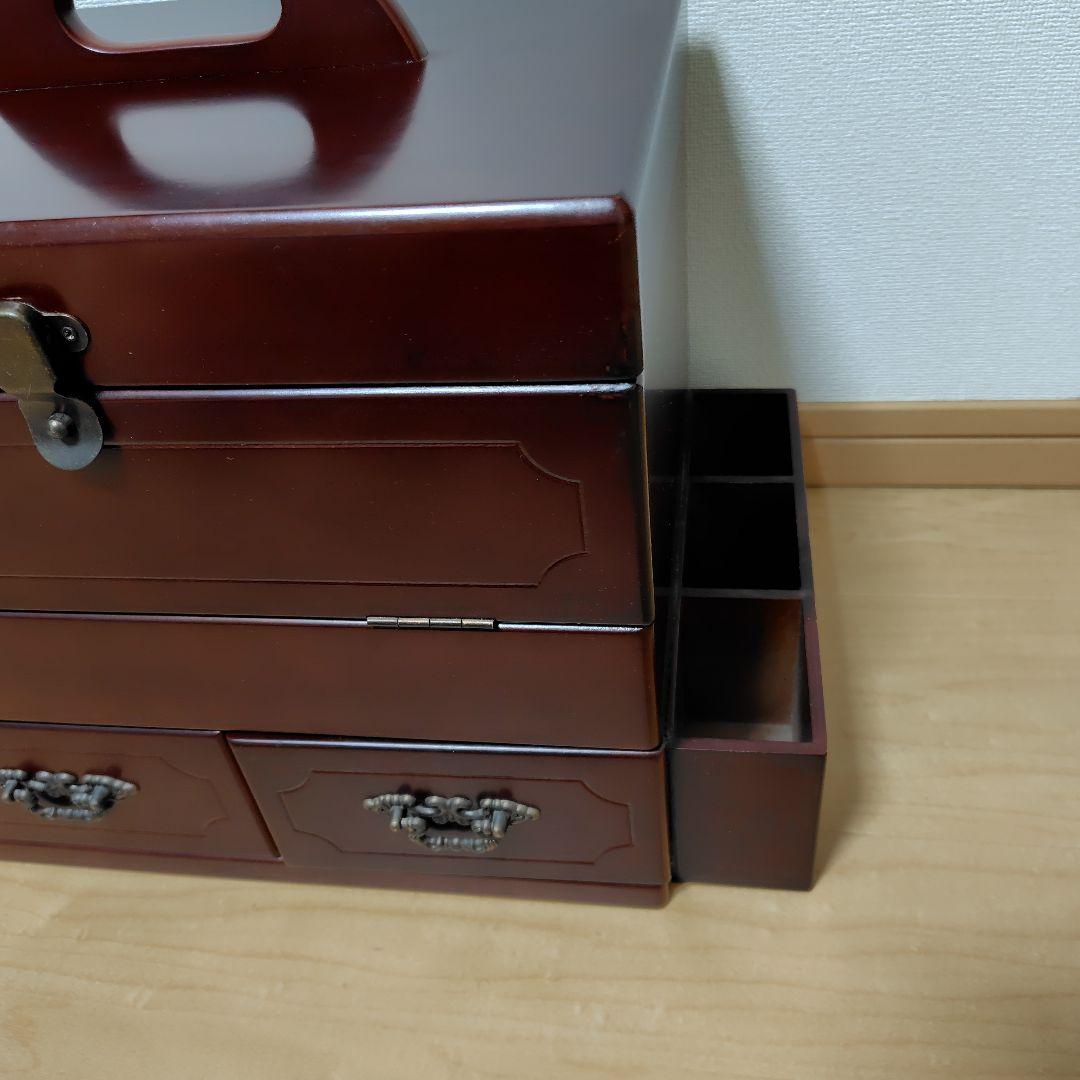 アンティーク　三面鏡付き　木製メイクボックス