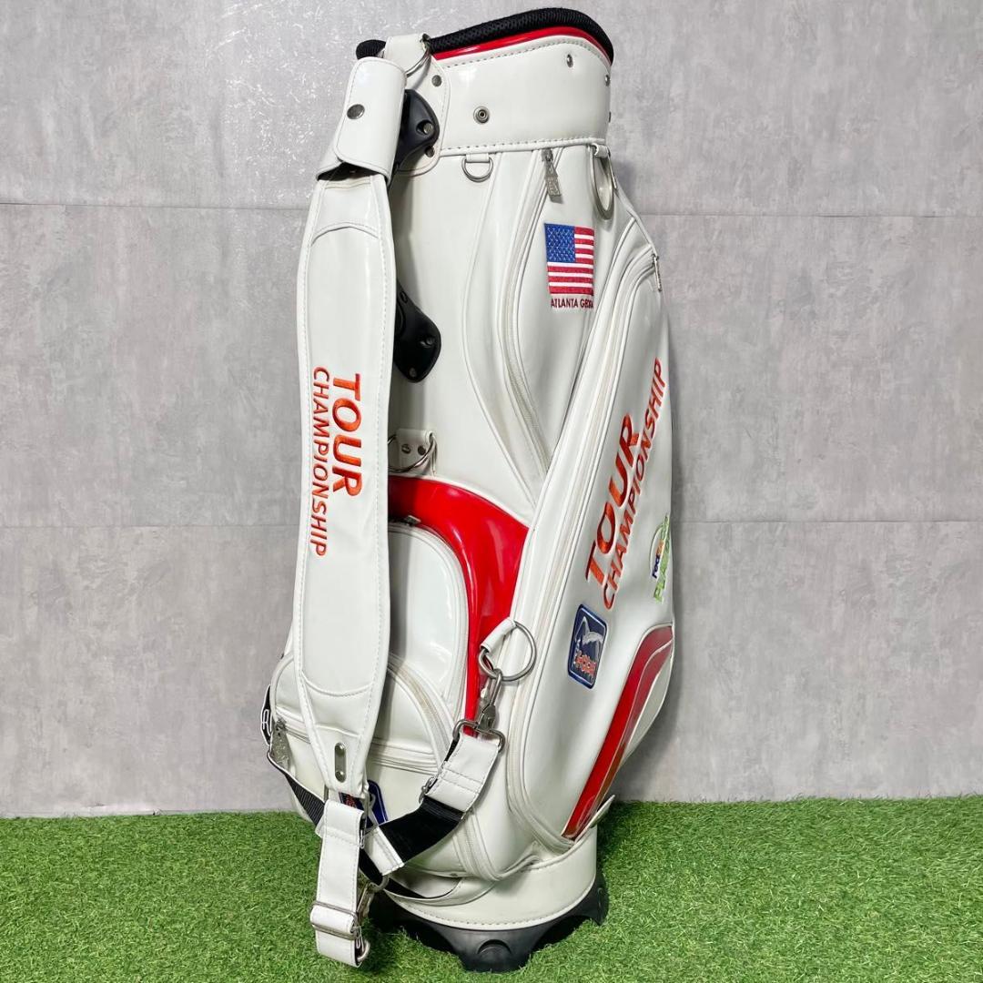PGA TOUR キャディバッグ ゴルフバッグ エナメル 3点式 ホワイト 良品