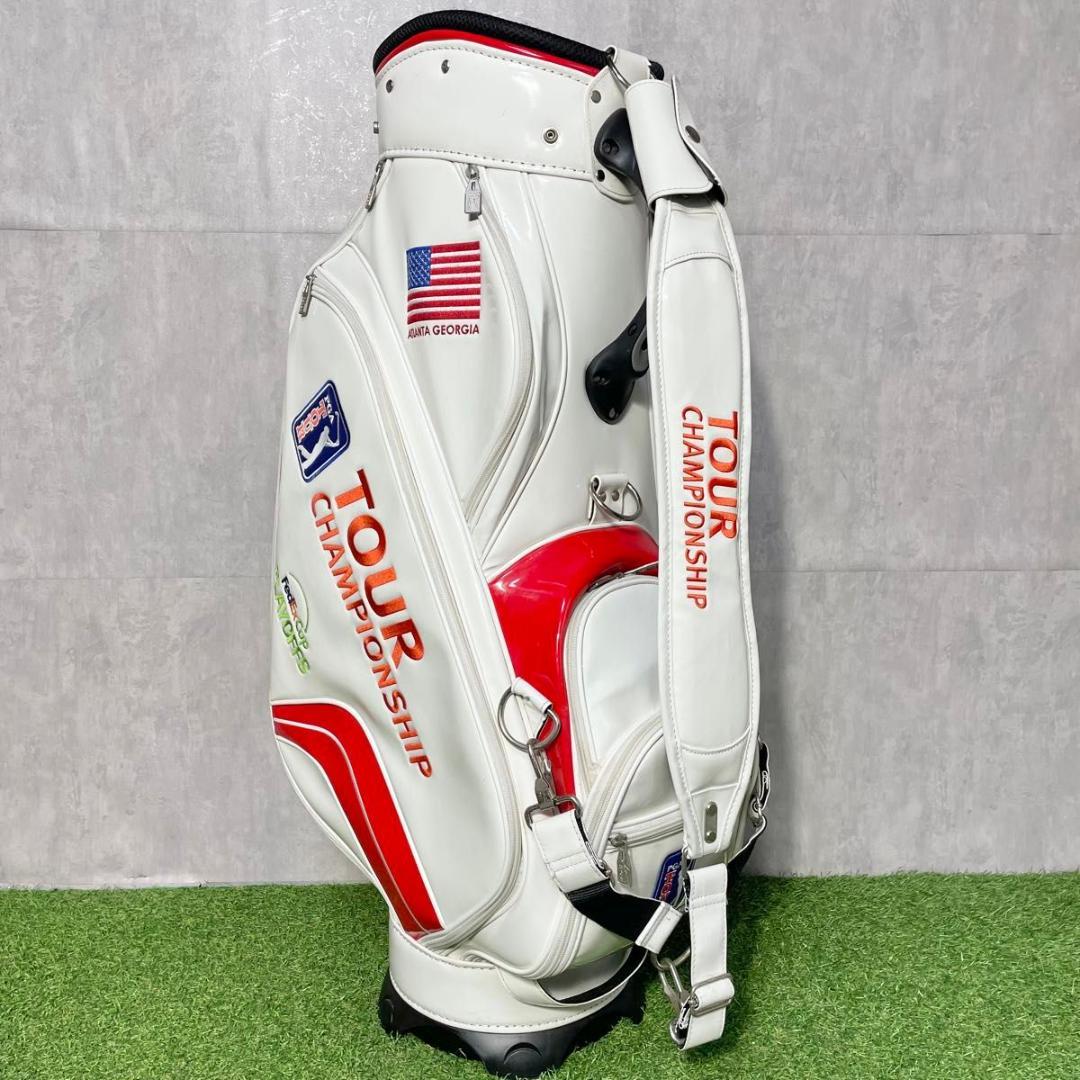 PGA TOUR キャディバッグ ゴルフバッグ エナメル 3点式 ホワイト 良品