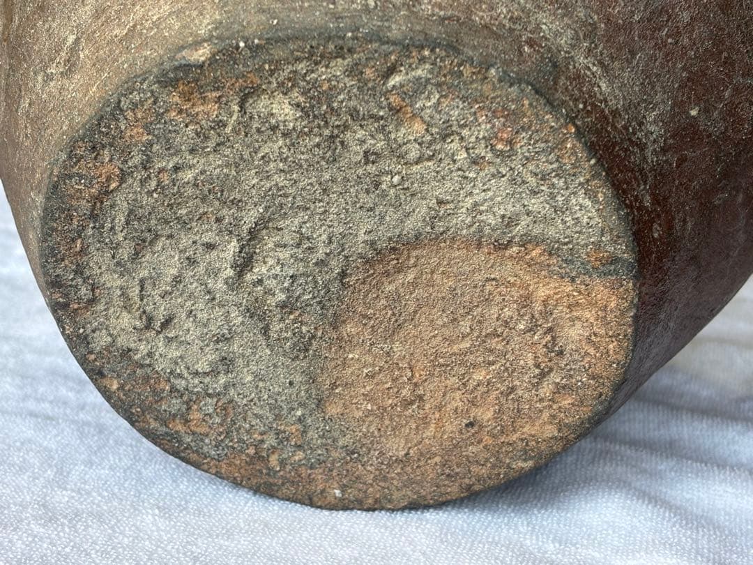 古常滑三耳壺　無釉焼き締め　古壺　欠けあり　 古美術　骨董品