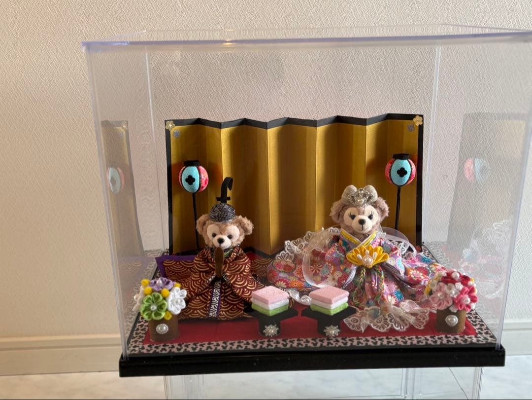 ★残り1つ★ダッフィー＆シェリーメイ　雛人形　ケース付き　ハンドメイド