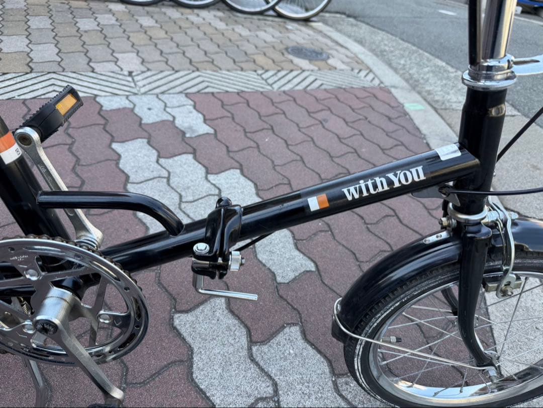 WITHYOU 折りたたみ自転車 ブラック 16インチ フレームクロモリ