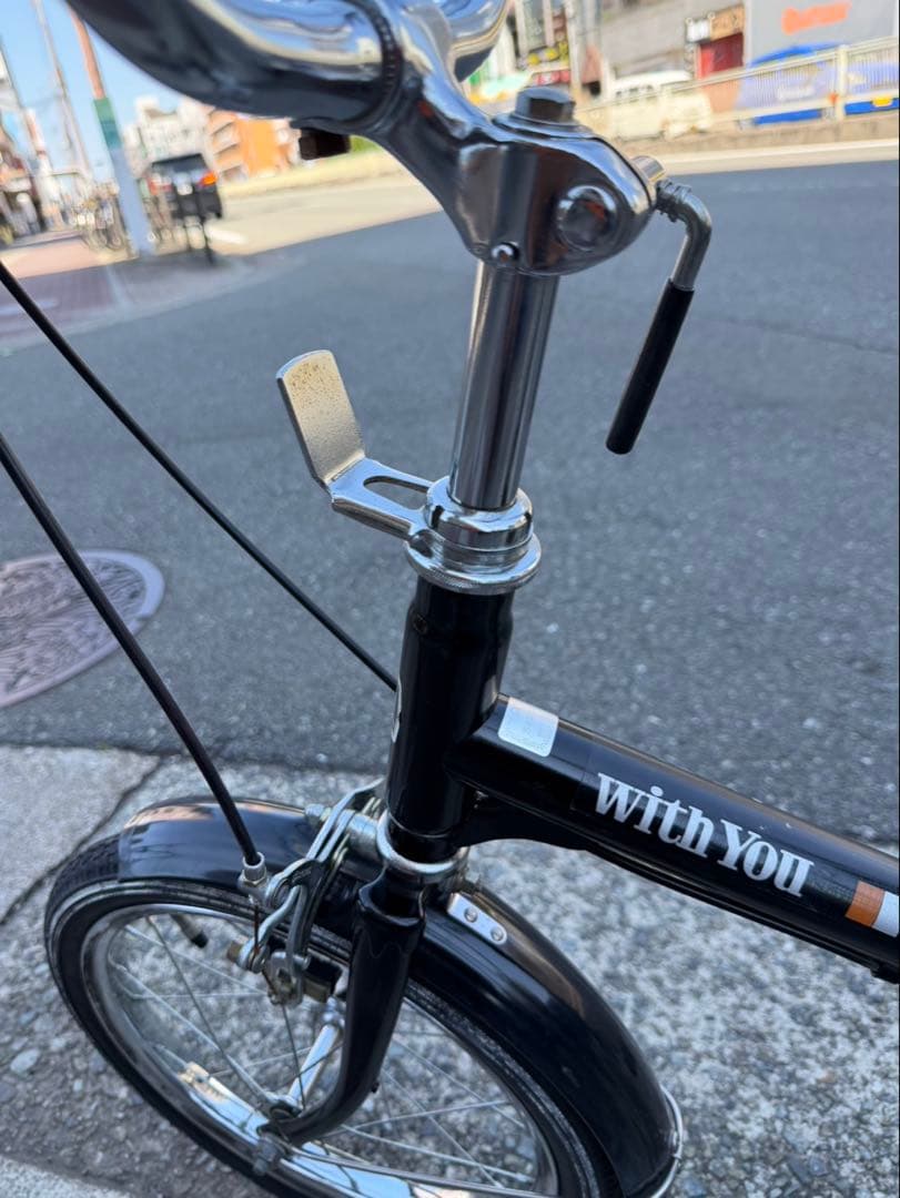 WITHYOU 折りたたみ自転車 ブラック 16インチ フレームクロモリ
