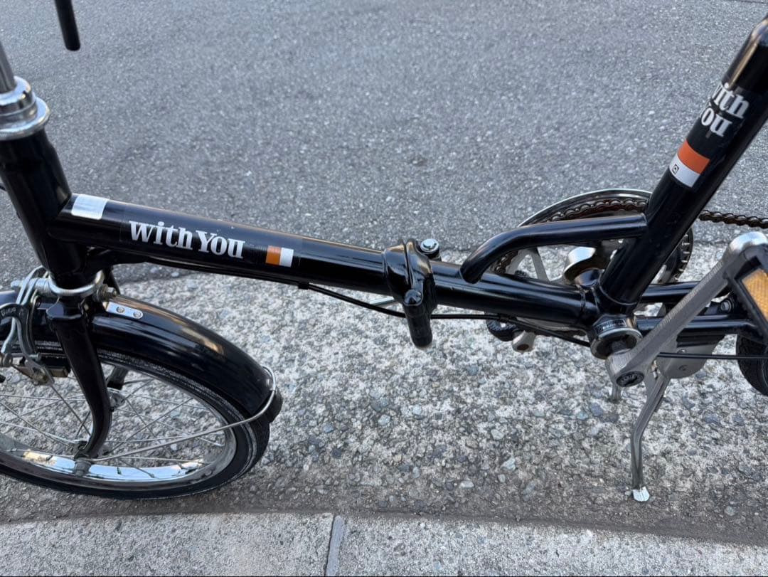 WITHYOU 折りたたみ自転車 ブラック 16インチ フレームクロモリ