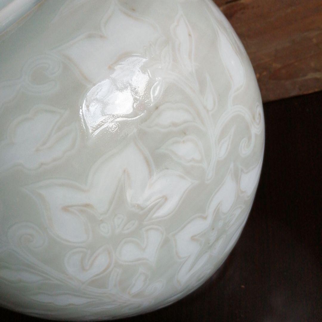 瀬戸焼　金子岩令　青白磁花瓶　32cm