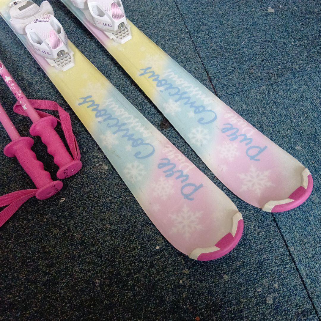 メンテナス済 子供 スキー110cm/靴19cm ストック付
