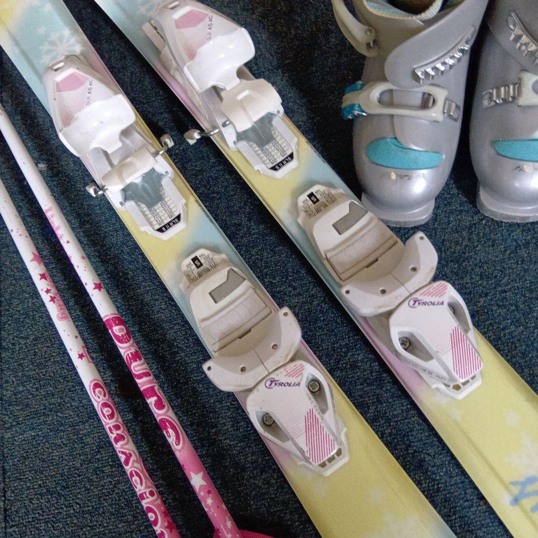 メンテナス済 子供 スキー110cm/靴19cm ストック付