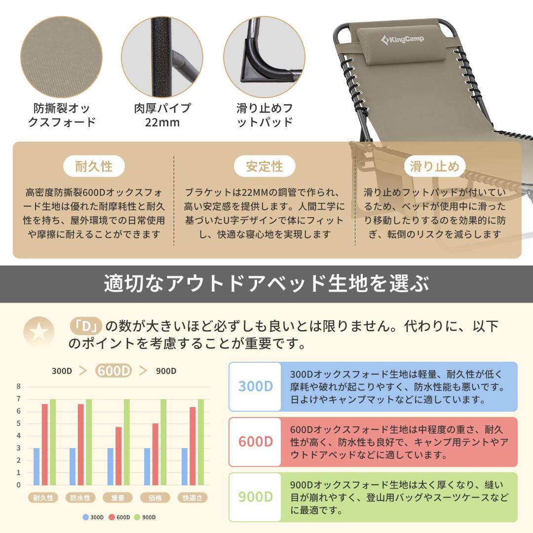 KingCamp 折りたたみ式 ベッド アウトドア サマーベッド コット