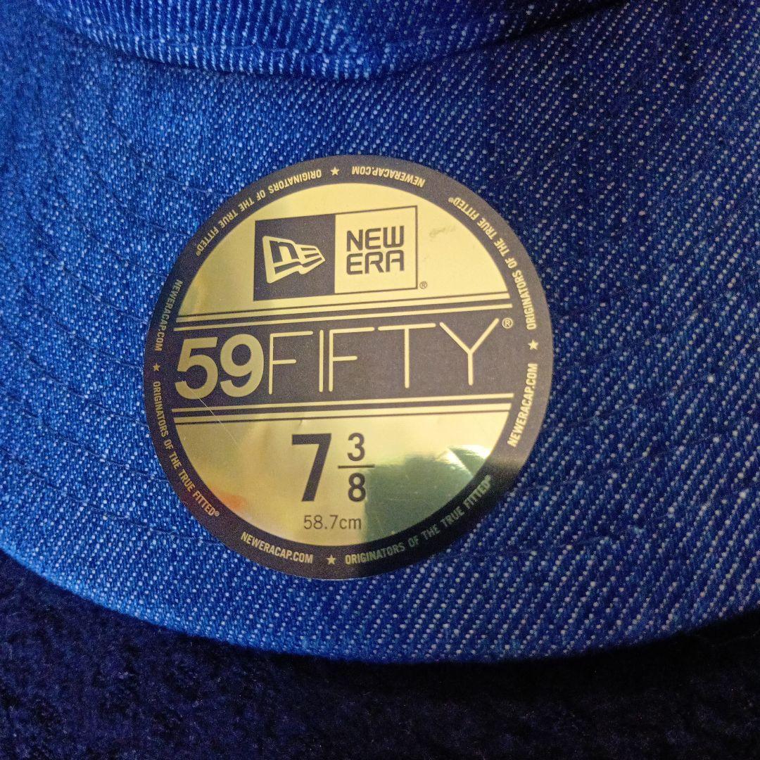 阪神タイガース　キャップ　59FIFTY　デニム基調　甲子園球場　優勝　藤川監督