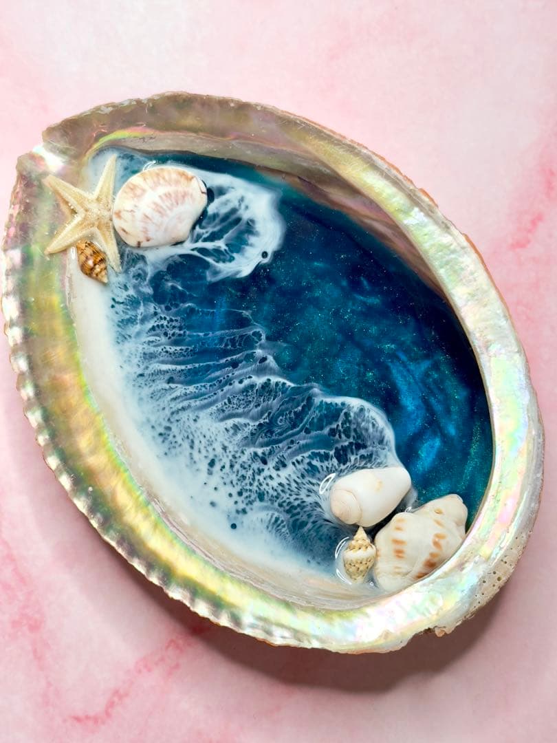鮑のアクセサリートレイ+ビーチケーキスタンド