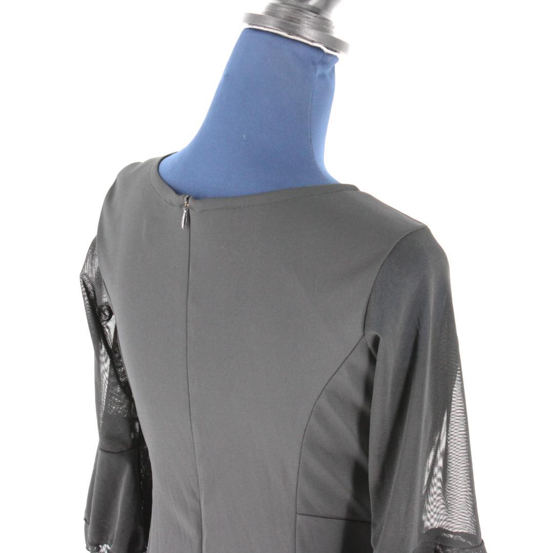 【美品 社交ダンス衣装】ワンピース ドレス JUN 黒 シースルー シンプル
