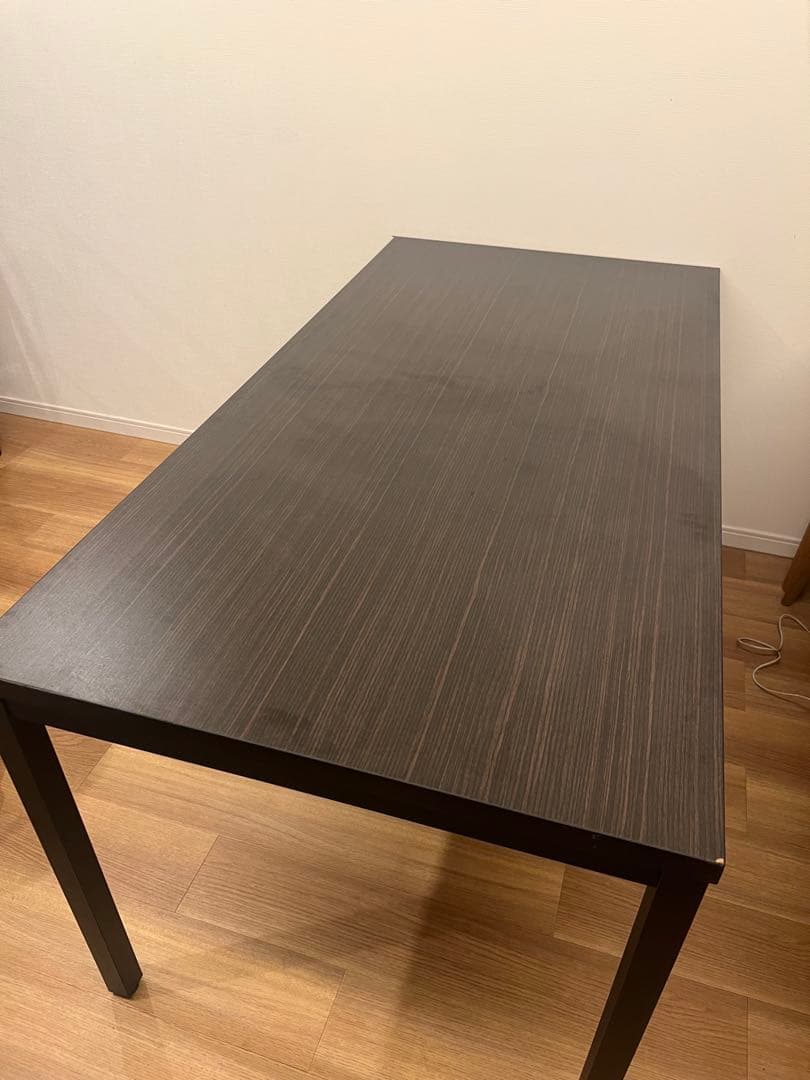 頑丈テーブル 組み立て簡単(ダークブラウン,幅150×奥行75×高さ72cm)