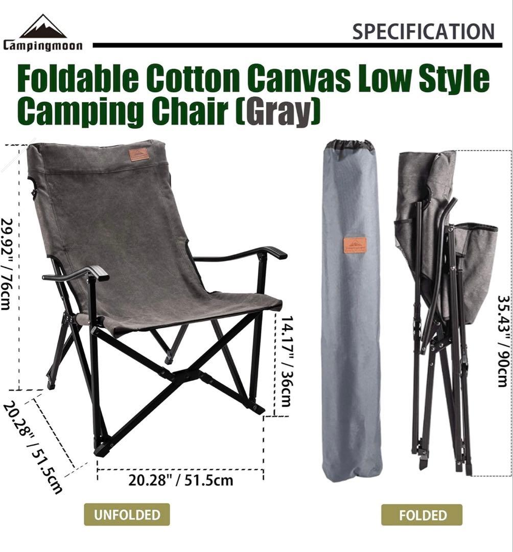 CAMPING MOON) 焚き火ローチェア グレー F-1003C-H