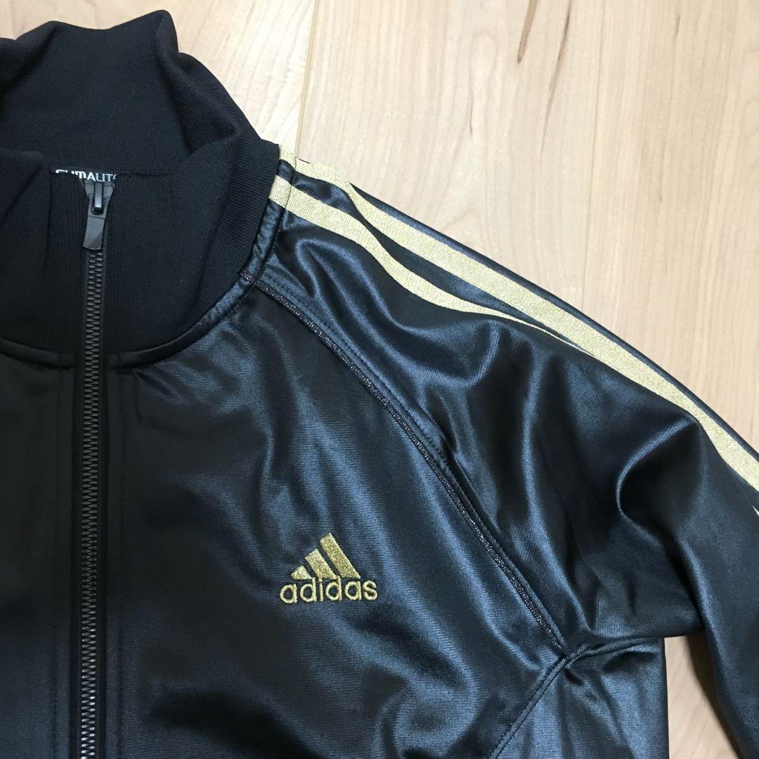 adidas ブラックジャージ上下セット L
