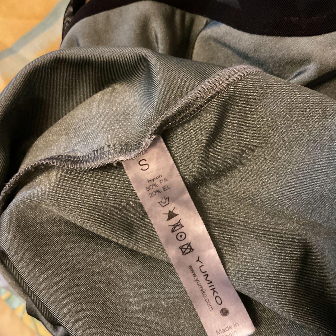 Yumiko レオタード S グリーン系　紺メッシュ　ユミコ　半袖