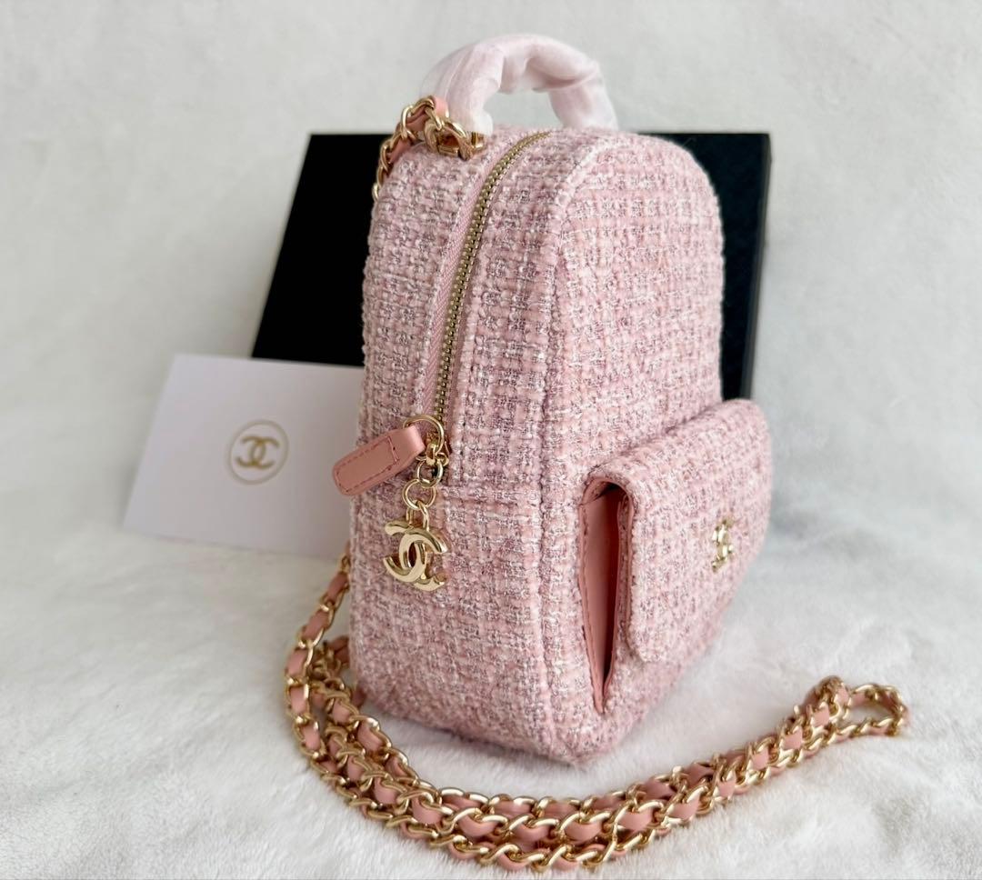 【新品未使用】CHANEL リュック　ツイード　ピンク　ノベルティ