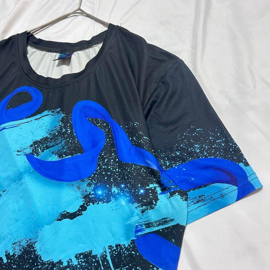 ルーズフィット半袖Tシャツ 波模様　スポーツウェア ユニセックス　a2457