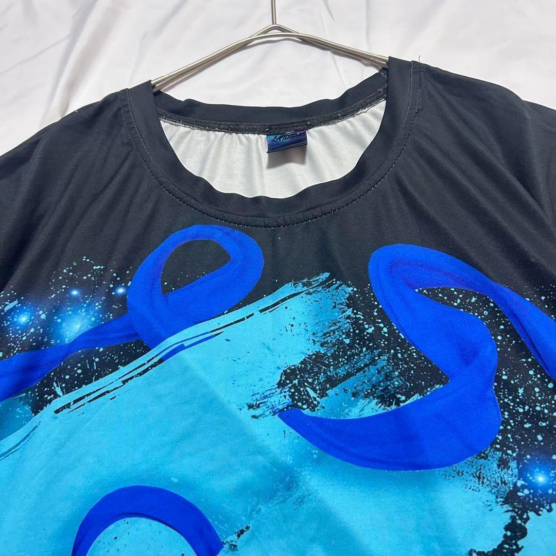 ルーズフィット半袖Tシャツ 波模様　スポーツウェア ユニセックス　a2457