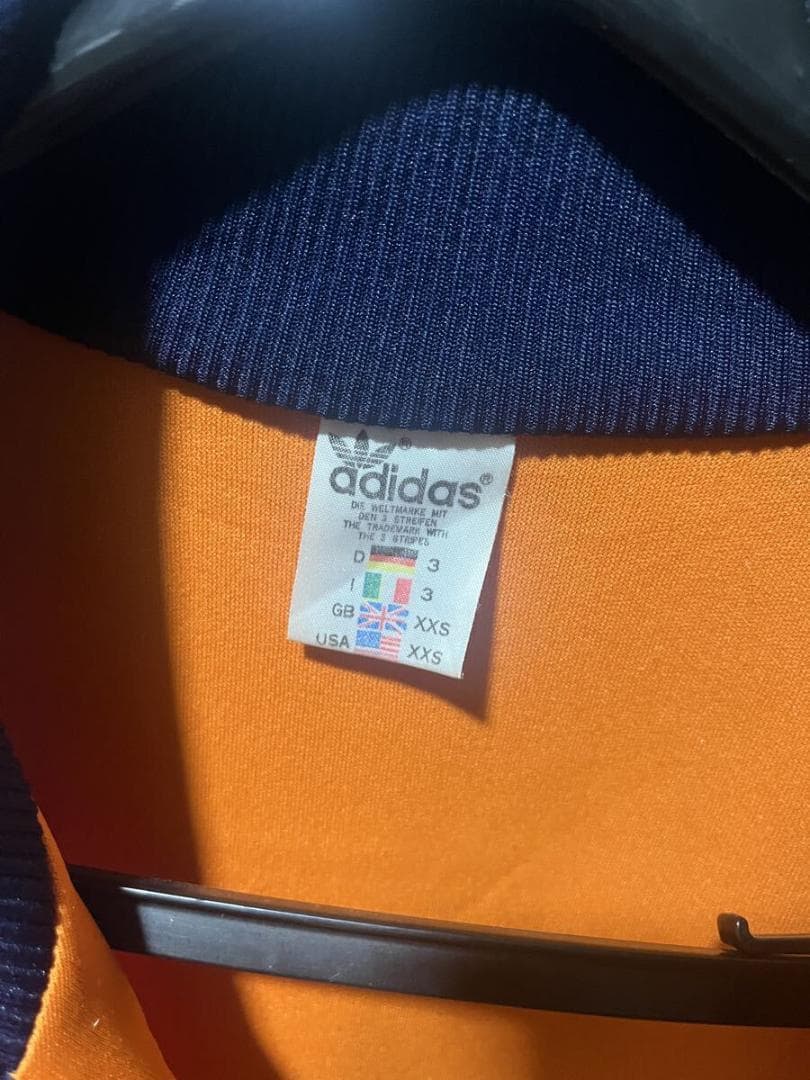 70s 80s adidas ジャージ オレンジｘネイビー トレフォイル