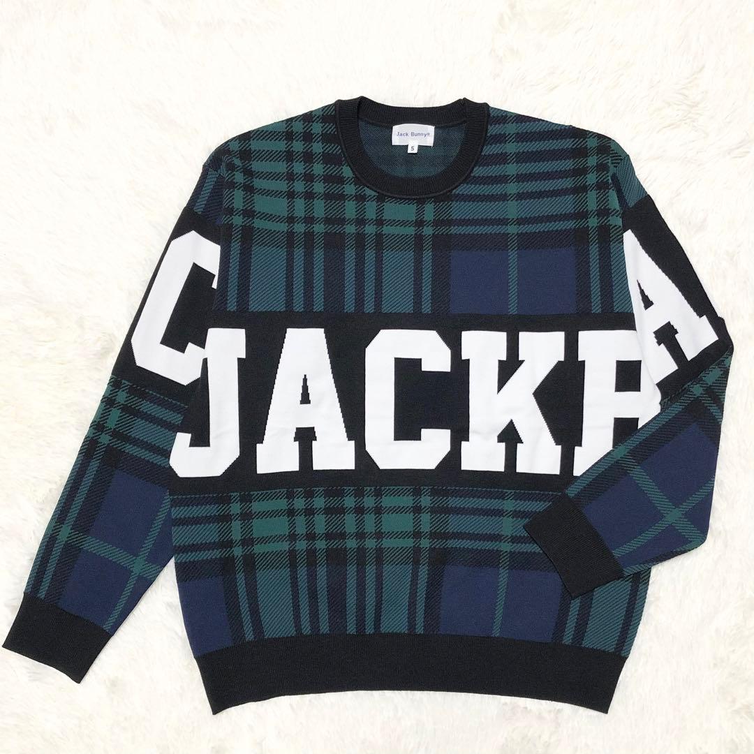 美品 ジャックバニー ‼︎ メンズ 3色Wジャガード クルーネックニット サイズ5