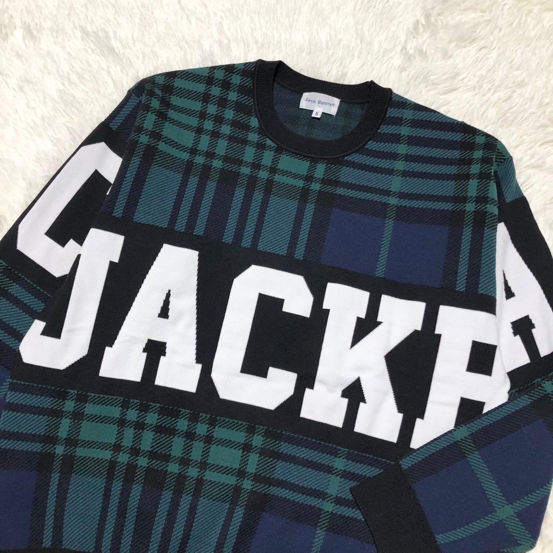 美品 ジャックバニー ‼︎ メンズ 3色Wジャガード クルーネックニット サイズ5