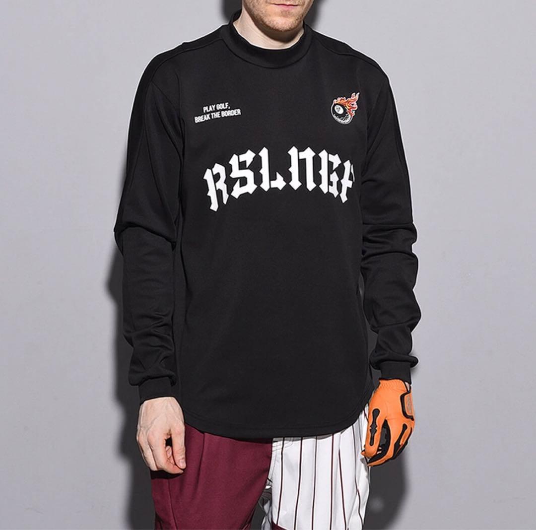 ラッセルノ ゴルフ フロント ビッグ ロゴ LS モックネック ブラック XL