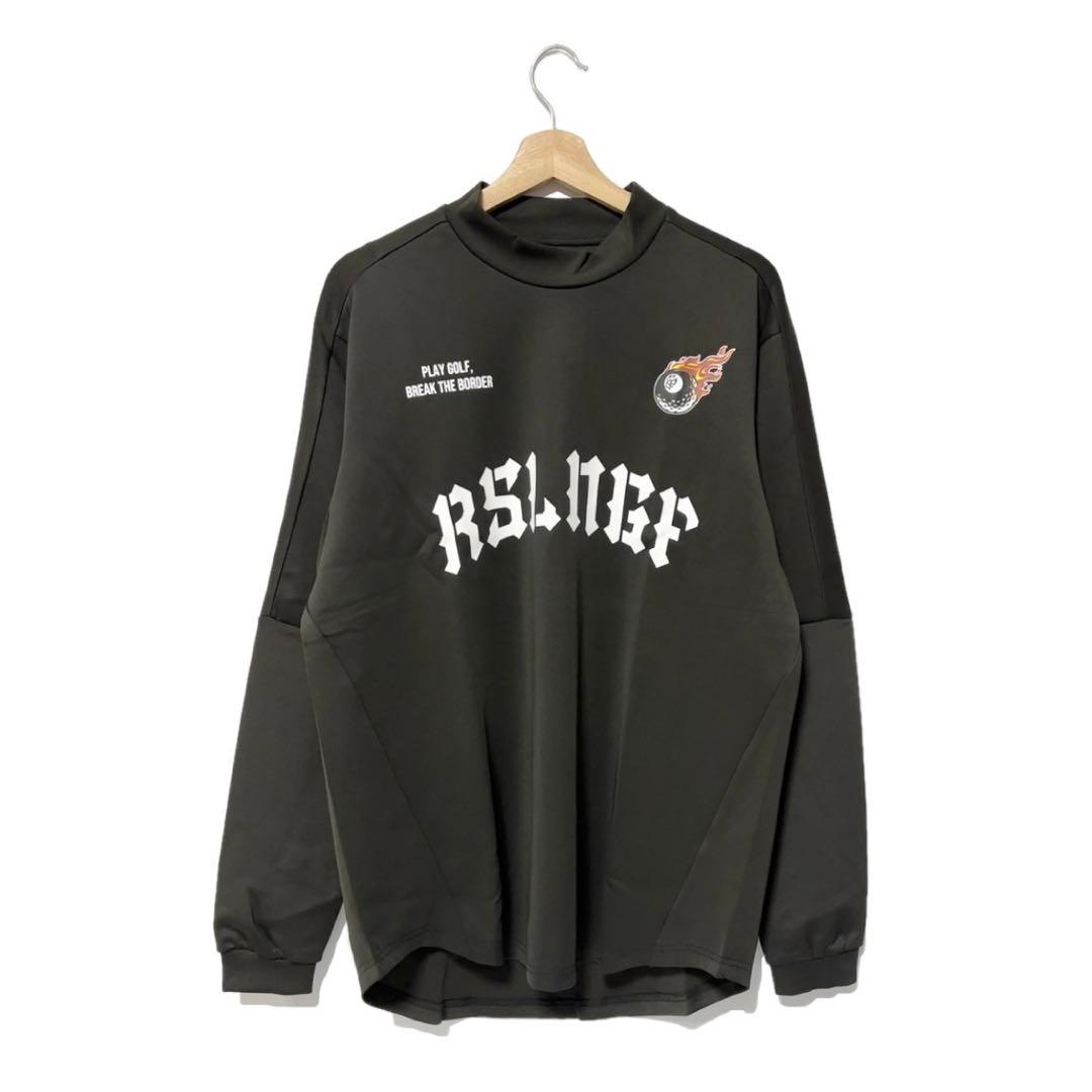 ラッセルノ ゴルフ フロント ビッグ ロゴ LS モックネック ブラック XL