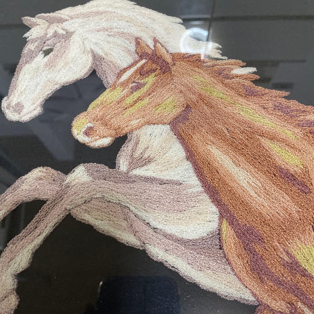 馬の絵刺繍風アート作品　送料無料
