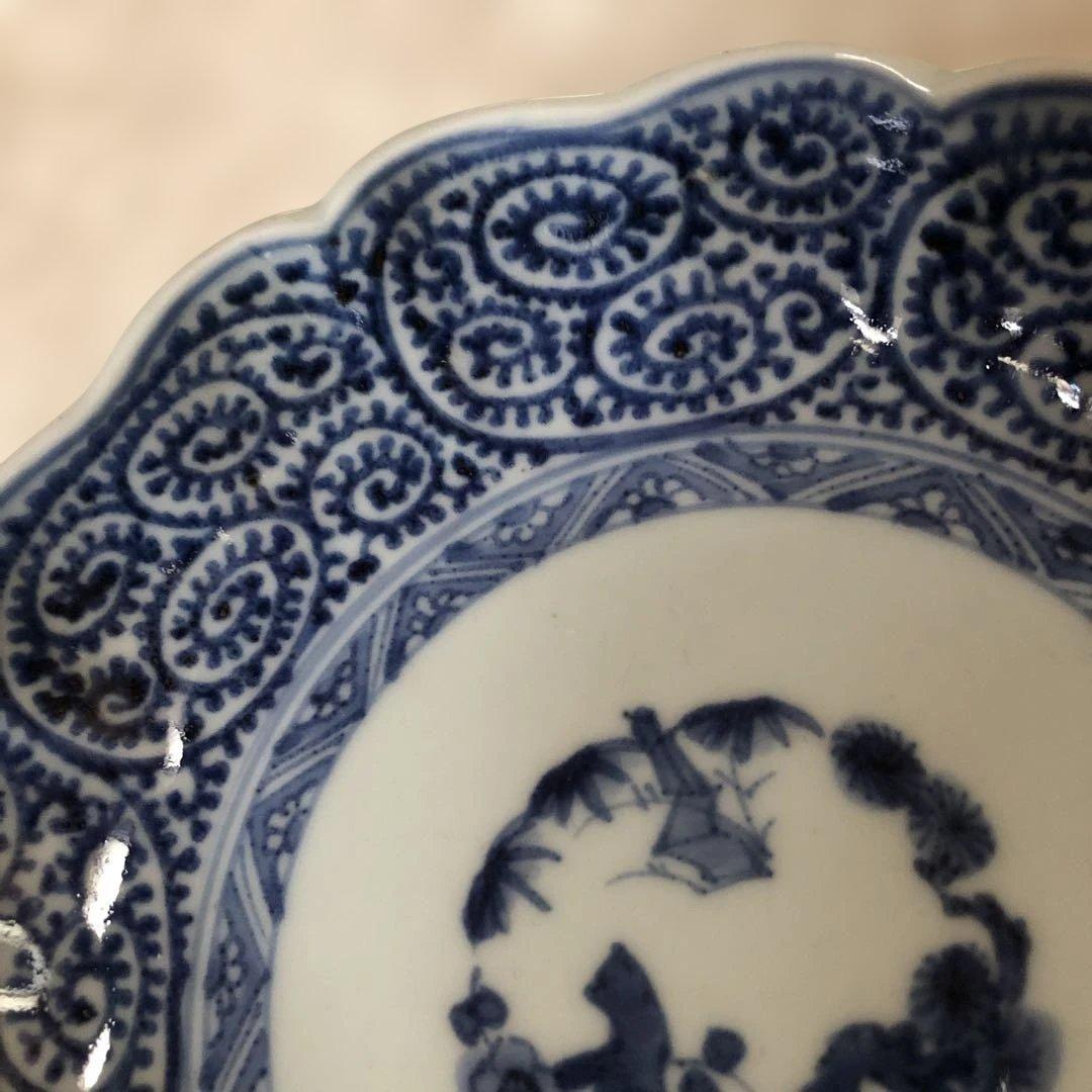 古伊万里 松竹梅唐草文輪花鉢　江戸中期頃