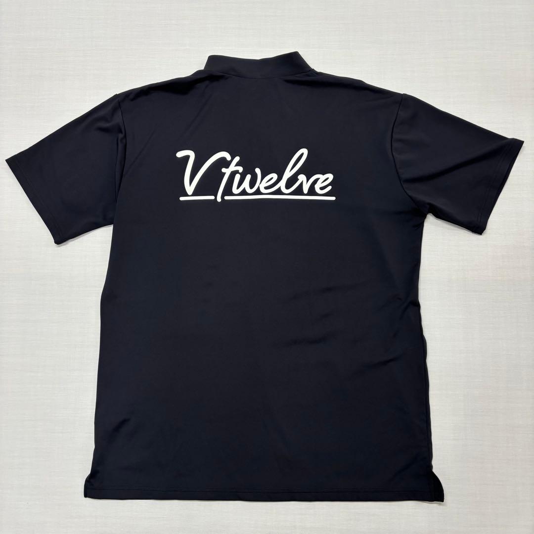 【極美品】V12 ハーフジップ モックネックシャツ 黒 XL ゴルフ バックロゴ