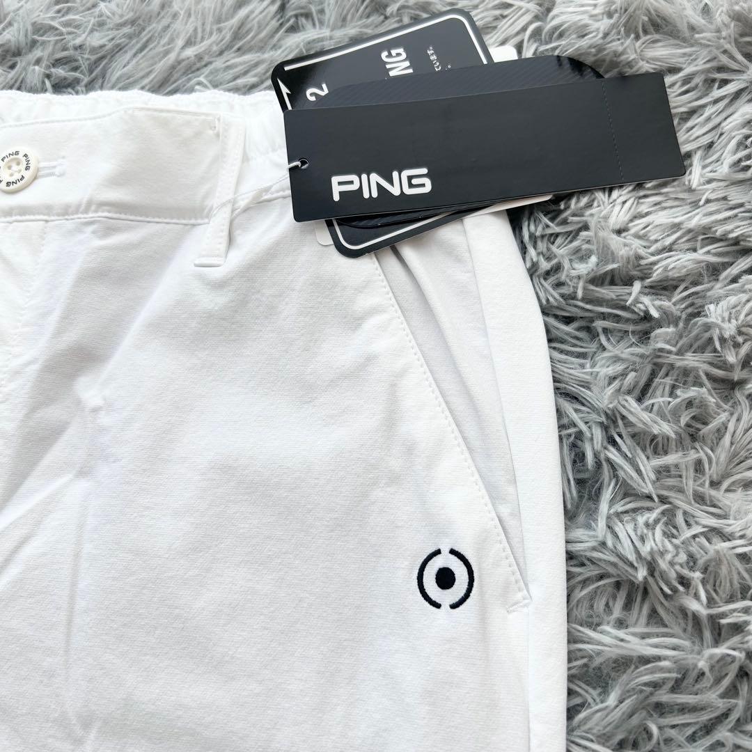新品　PING ピン　セットアップ　半袖シャツ　ハーフジップ　パンツ　ホワイト