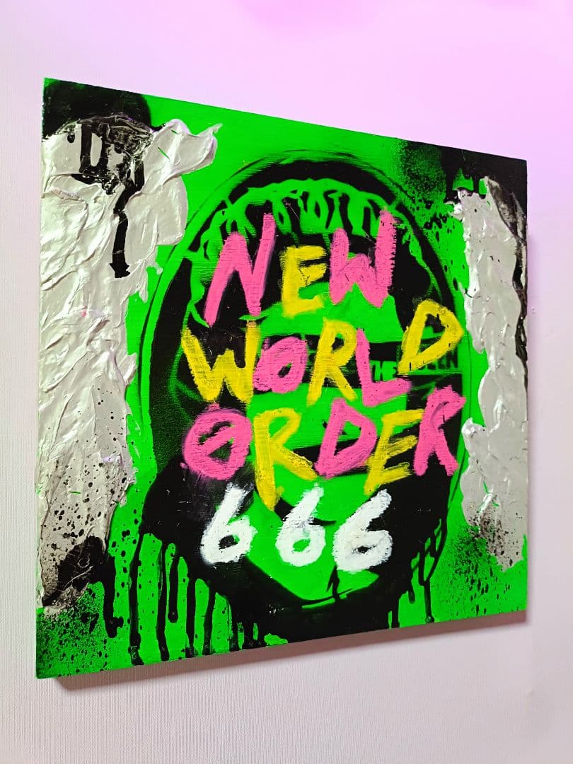 【一点物】NEW WORLD ORDER666【ステンシルアート,陰謀論】