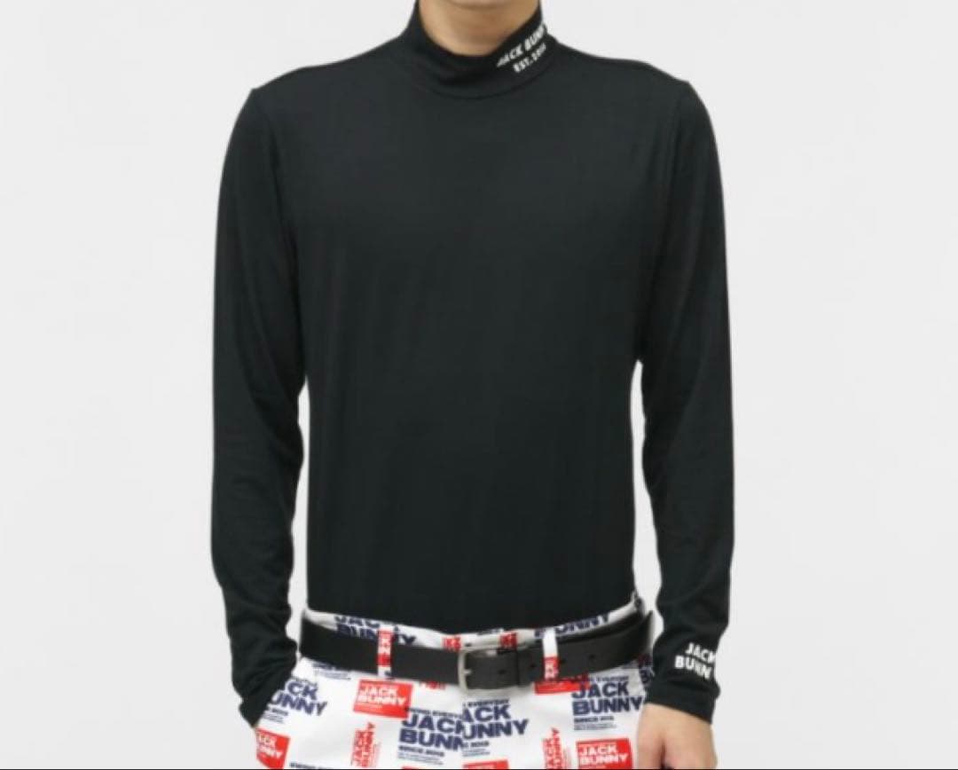 新品 パーリーゲイツ ジャックバニー 裏毛ストレッチ カットソー(6)LL/黒