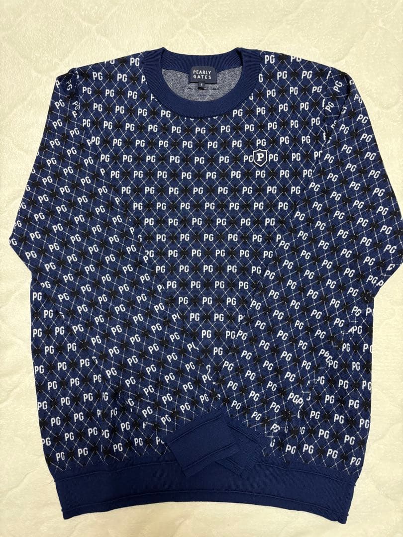 PEARLY GATES PGロゴセーター ネイビー　ニット