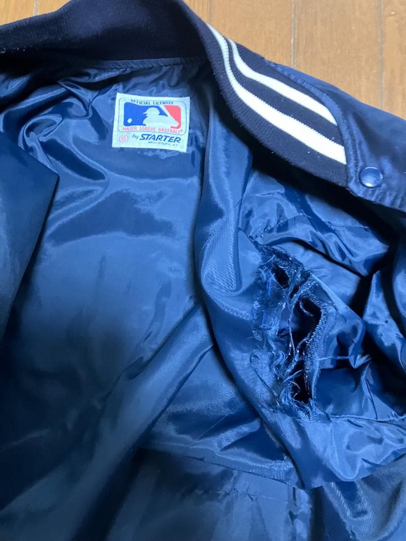 NY　YANKEES　STARTER ネイビー ナイロンジャケット S【難あり】